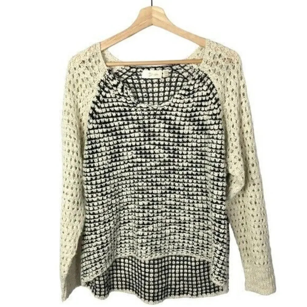 Boutique RD Style Black & White Knit Raglan Sleeve Sweater L